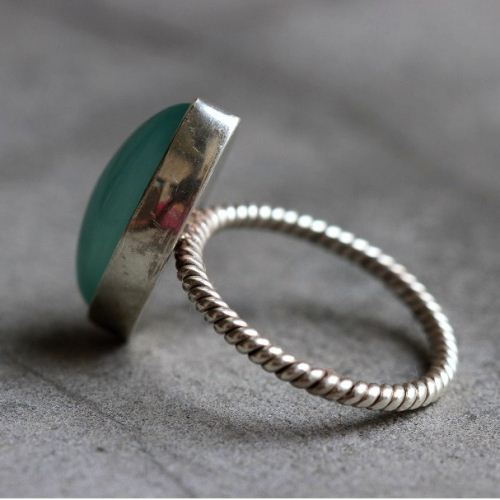 Sea foam green ring, Chalcedony ring, Silver jewelry