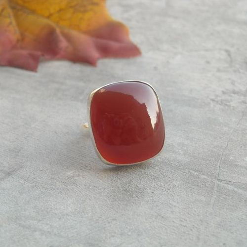Silver Carnelian ring - Carnelian jewelry rings - Red carnelian ring