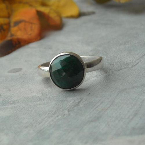 Emerald ring sterling silver, Handmade emerald ring online shopping 