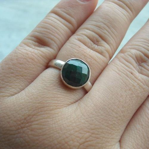 Emerald ring sterling silver, Handmade emerald ring online shopping 