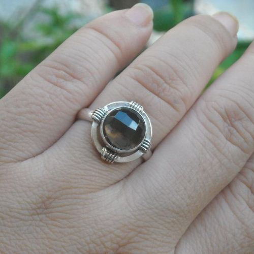 Smoky quartz cocktail ring - Unique sterling silver smoky quartz ring