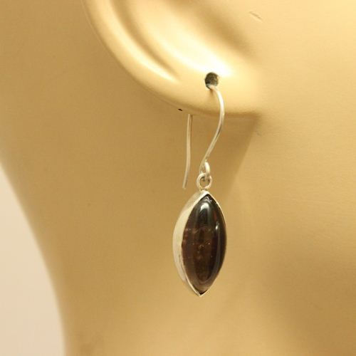Smoky quartz earrings, Drop earrings, Brown stone silver earrings