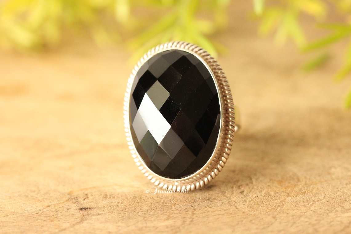 Statement Black Onyx Ring Black