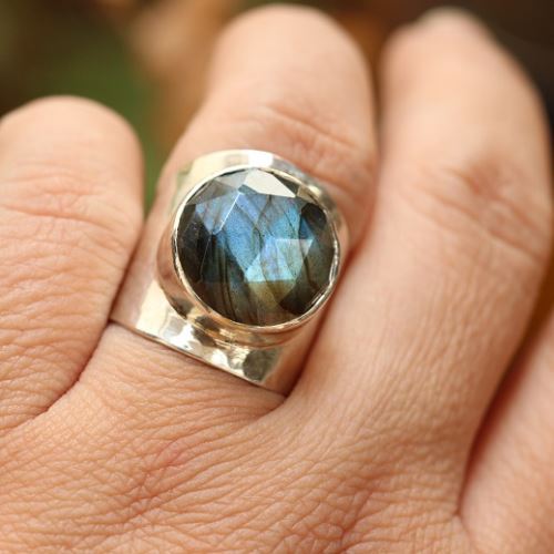 Statement Ring - Labradorite Ring - Artisan silver ring