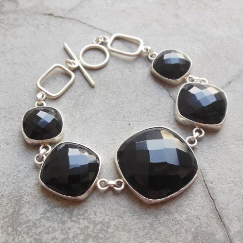 Statement bracelet - Black onyx bracelet - Sterling silver bracelet