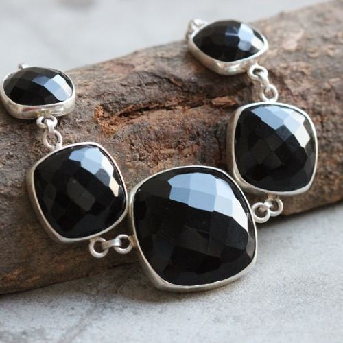 Statement bracelet - Black onyx bracelet - Sterling silver bracelet