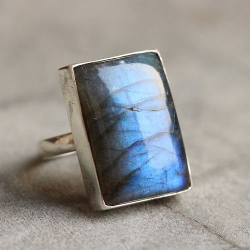 Statement ring, Labradorite ring, Rectangle bold silver ring 