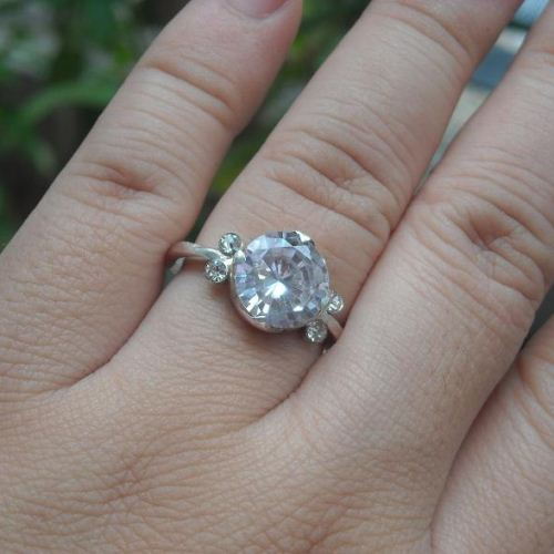 Sterling Silver CZ Engagement Ring - CZ Solitaire engagement rings
