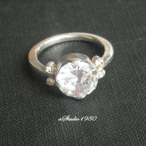 Sterling Silver CZ Engagement Ring - CZ Solitaire engagement rings