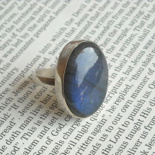 Sterling Silver Labradorite Ring Blue