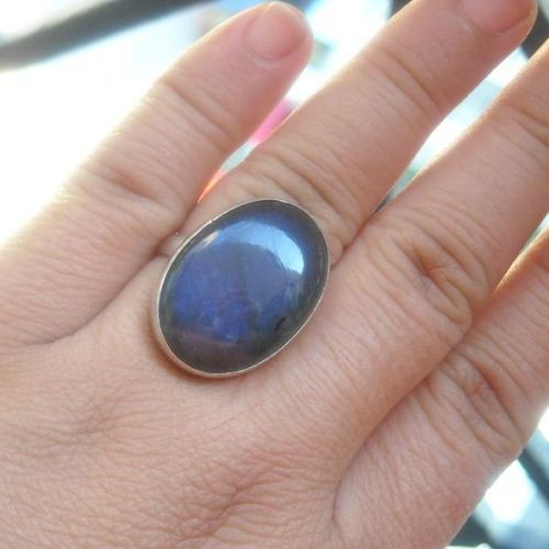 Sterling Silver Labradorite Ring - Blue flash labradorite ring jewelry