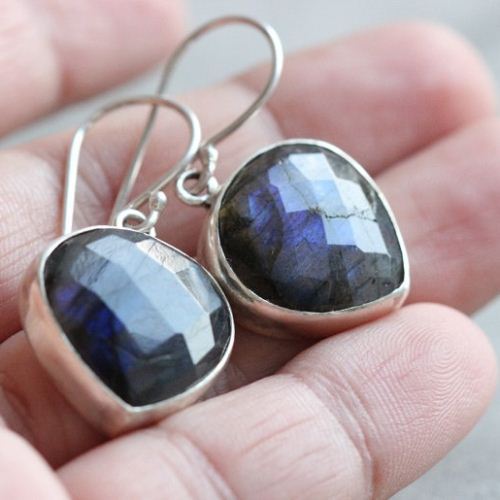 Blue labradorite earrings sterling silver
