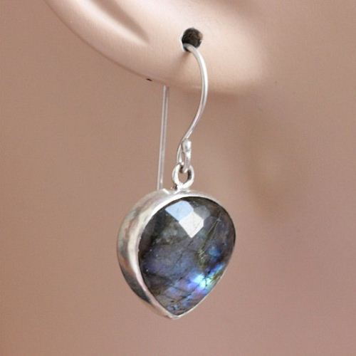 Blue labradorite earrings sterling silver