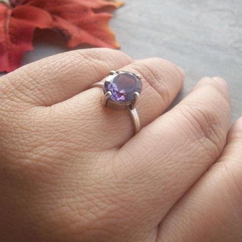 Sterling silver amethyst ring, Genuine Purple amethyst birthstone ring