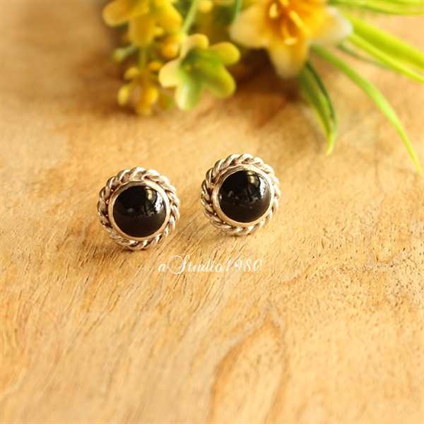Sterling silver black onyx pendant earring set