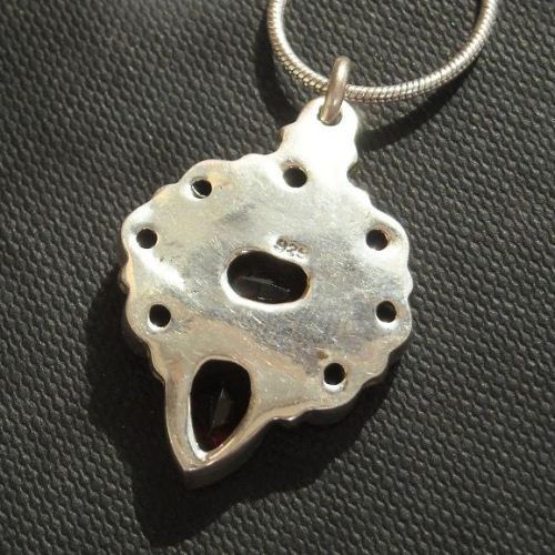 Sterling silver garnet pendant necklace, January birthstone pendant