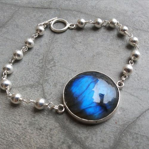 Sterling silver labradorite bracelet - Handmade artisan bracelet