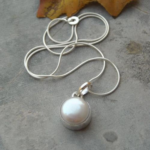 Sterling silver pearl necklace pendant chain - bridal classic 12mm