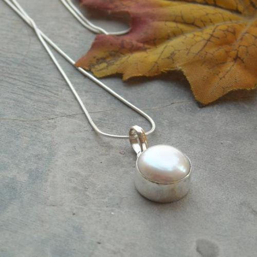 Sterling silver pearl necklace pendant chain - bridal classic 12mm