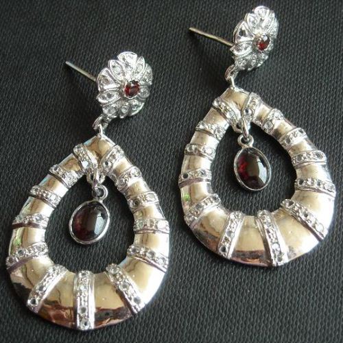 Sterling silver red garnet earrings