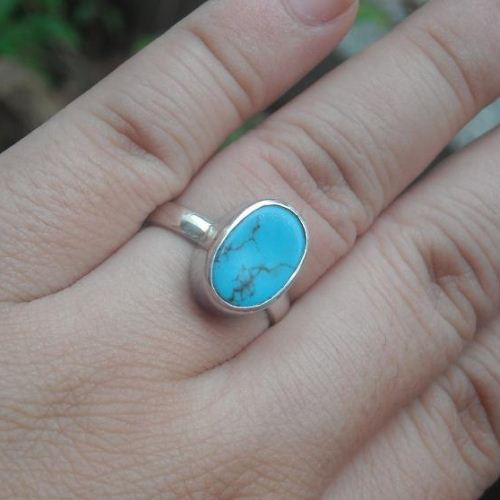 Sterling silver turquoise ring - Gemstone ring - Artisan silver ring