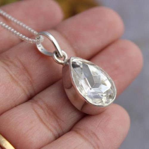 Sterling silver wedding bridal pendant earrings set, Crystal set