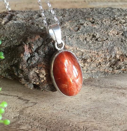 Untreated sunstone pendant Sunstone silver