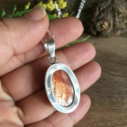 Untreated sunstone pendant, Sunstone silver pendant, Sunstone jewelry