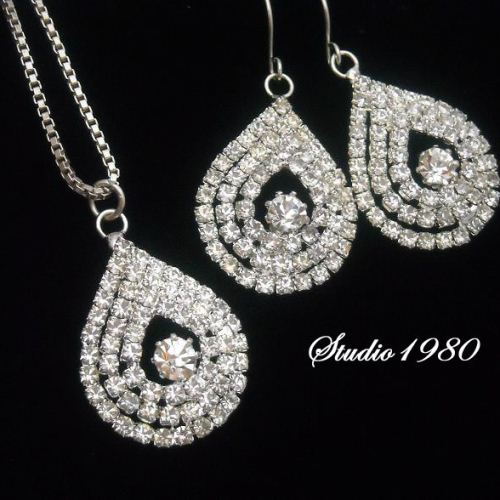 Swarovski crystal bridal pendant earrings