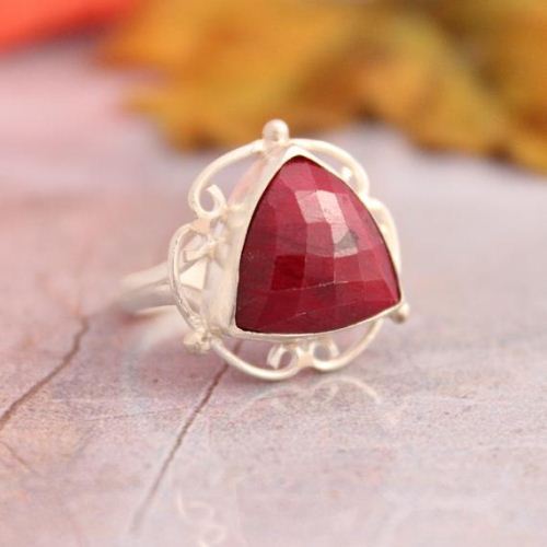 Triangle ring Ruby ring Artisan