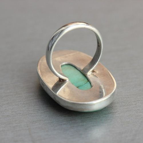 Turquoise Ring - Artisan ring - Gemstone cabochon silver ring