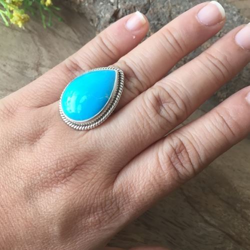 Artisan turquoise rings, Artisan turquoise silver statement ring