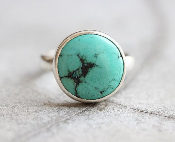 Turquoise Ring, Gift for her, Handmade artisan gemstone silver ring