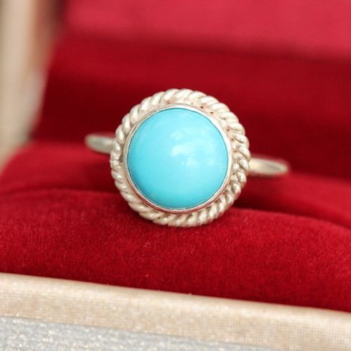 Turquoise Ring, Sterling silver artisan statement ring