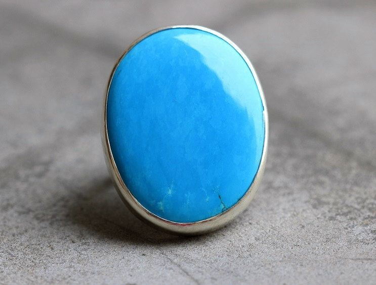 Turquoise Silver Ring Bold Statement