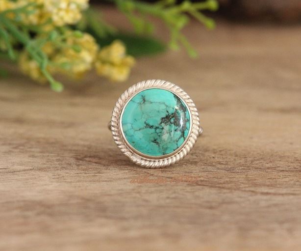 Statement handmade silver turquoise rings, Unique turquoise jewelry