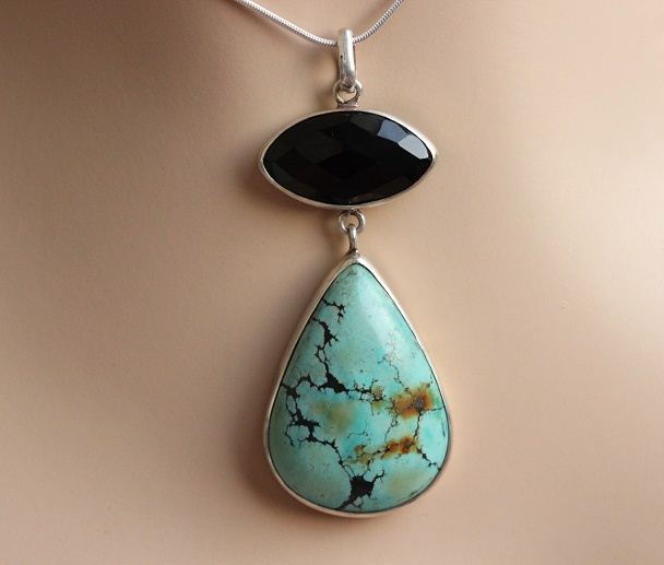 Turquoise pendant Bezel pendant Turquoise