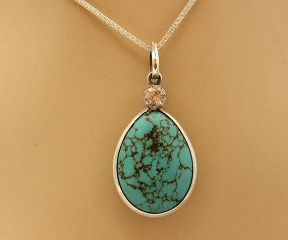Turquoise pendant necklace Bezel pendant