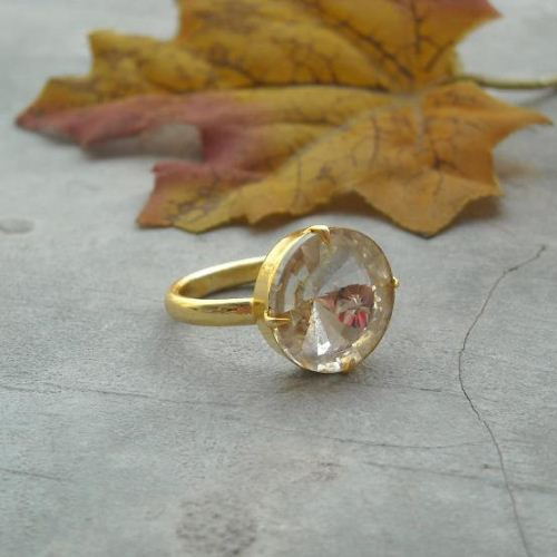 Vermeil ring Gold ring Crystal ring