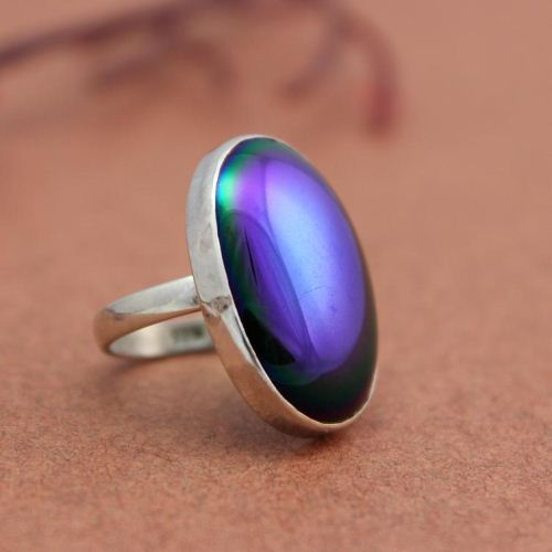 Vintage glass ring Irish blue