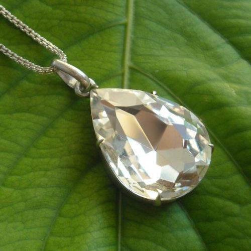 Swarovski crystal pendant necklace, 925 sterling silver pendant chain 