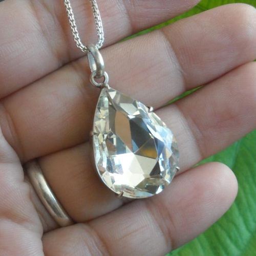 Swarovski crystal pendant necklace, 925 sterling silver pendant chain 