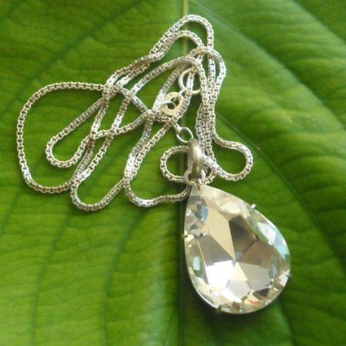 Swarovski crystal pendant necklace, 925 sterling silver pendant chain 