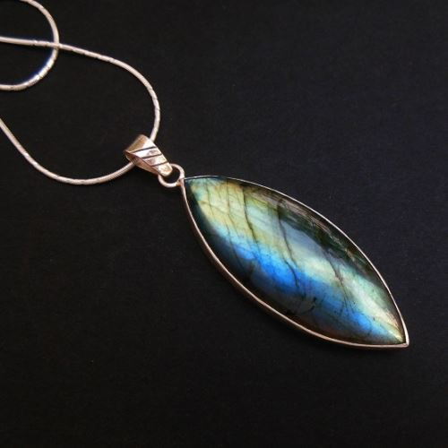 labradorite pendant necklace - Blue Artisan silver pendant