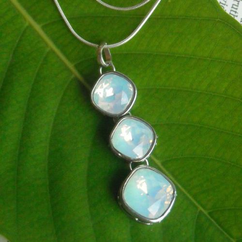 white milky Opal pendant crystal sterling silver jewelry,Swarovski crystal, Bridal jewelry,bridesmaids necklace, briedsmaids jewelry